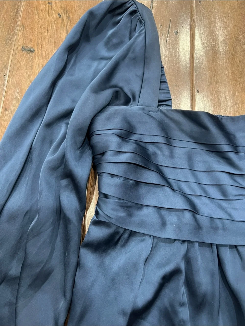 Abercrombie & Fitch Navy Square Neck Pleated Peplum Blouse